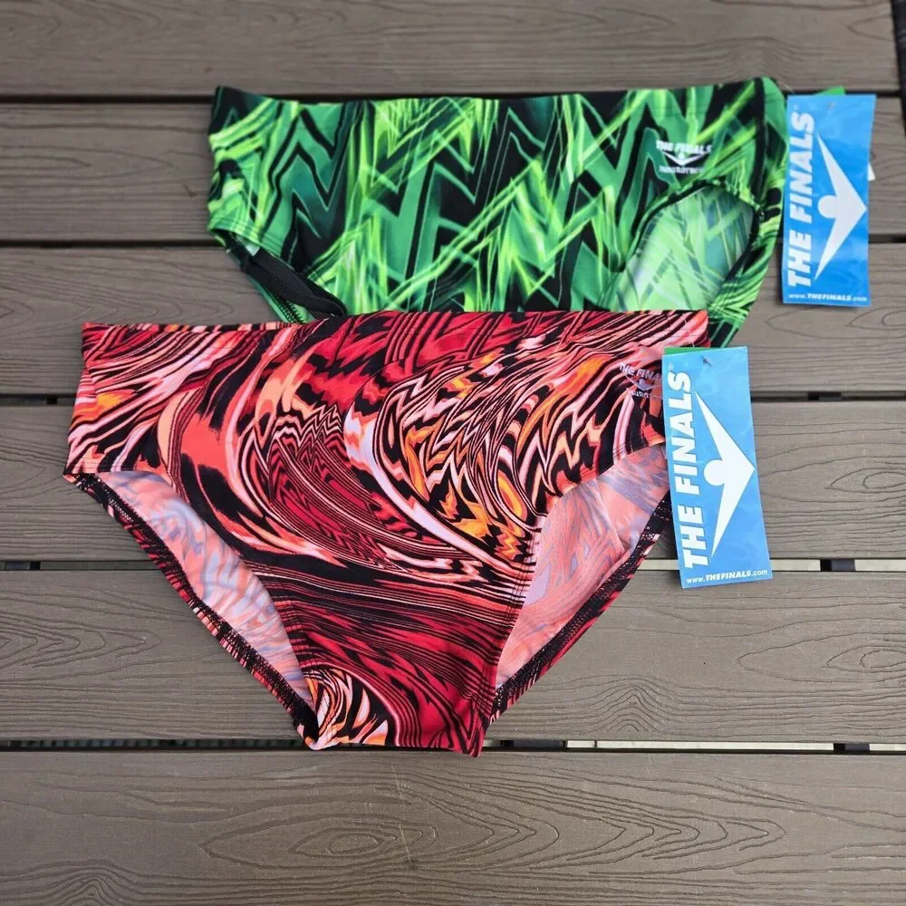 TYR The Finals Air Whirl/Onyx All Over Racer Briefs, Mens Size 36 Bundle  2 NEW